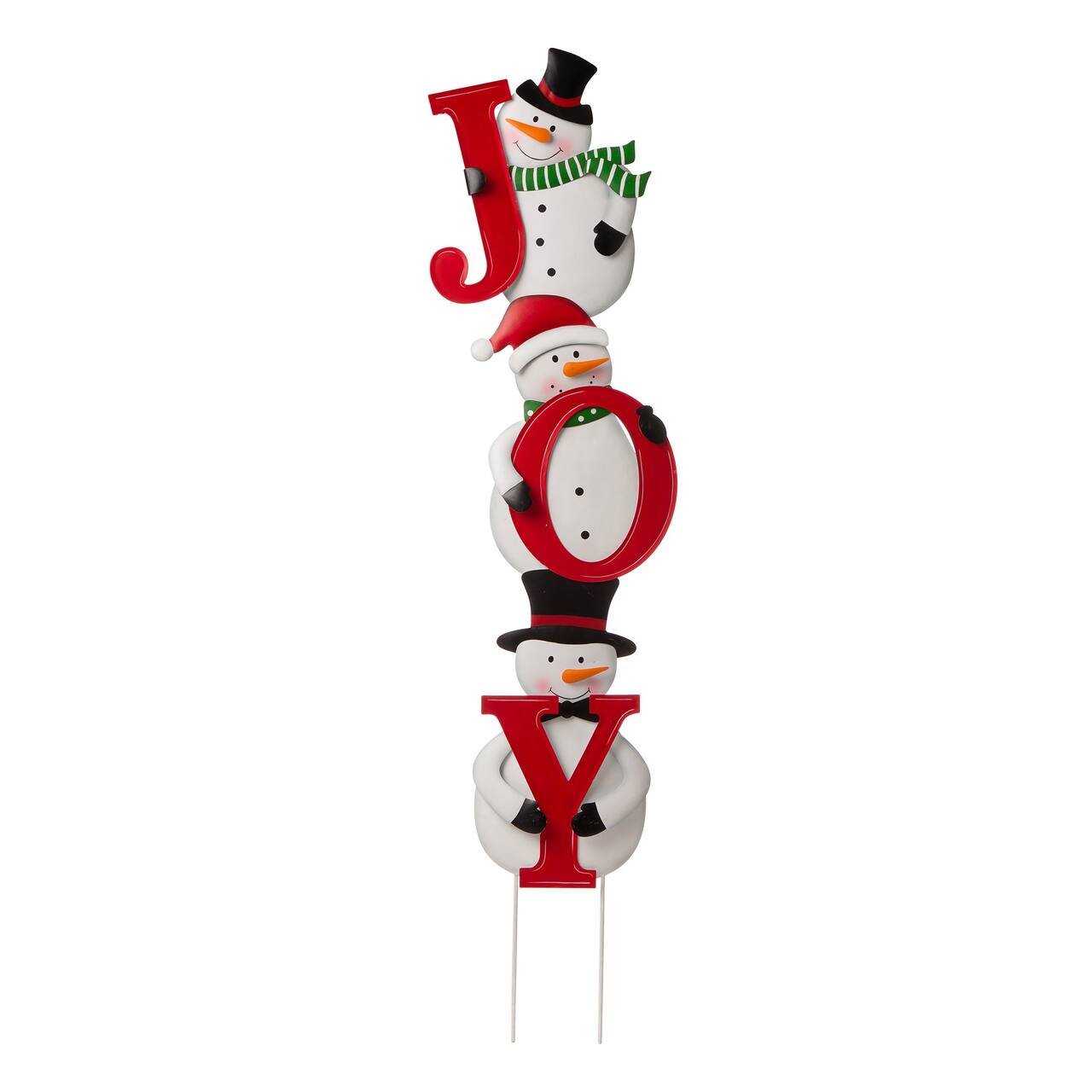 Glitzhome® 48" JOY Snowman Yard Stake, Horizontal or Vertical